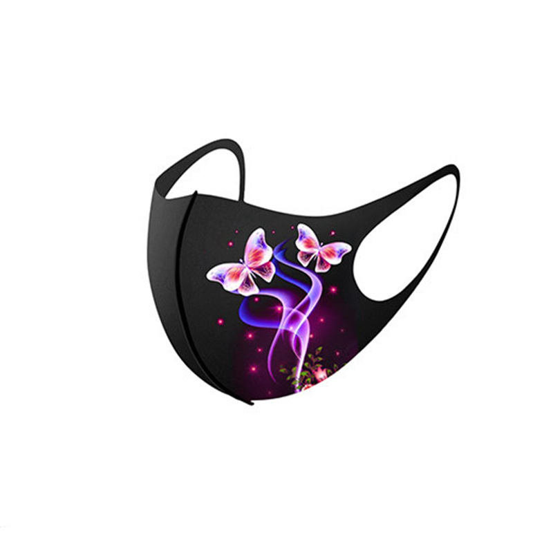 Cloth Face Mask Washable - Neue Eisseiden-Siebdruck-Hua-Hudie-Masken, Waschbare Schwarze Stereo-Masken für